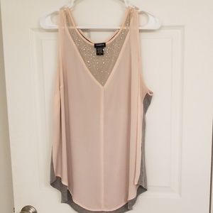 Torrid rhinestone Pink and grey blouse